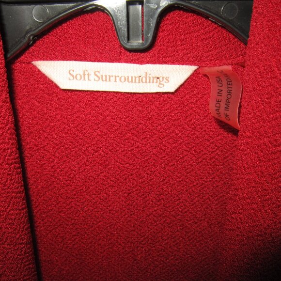 Soft Surroundings Sz M Open Vest Jacket Coat Duster Cardigan Red Shawl Textured - Picture 3 of 3